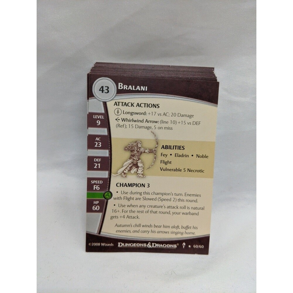 Lot Of (31) Dungeons And Dragons Dungeons Of Dread Miniatures Game Stat Cards